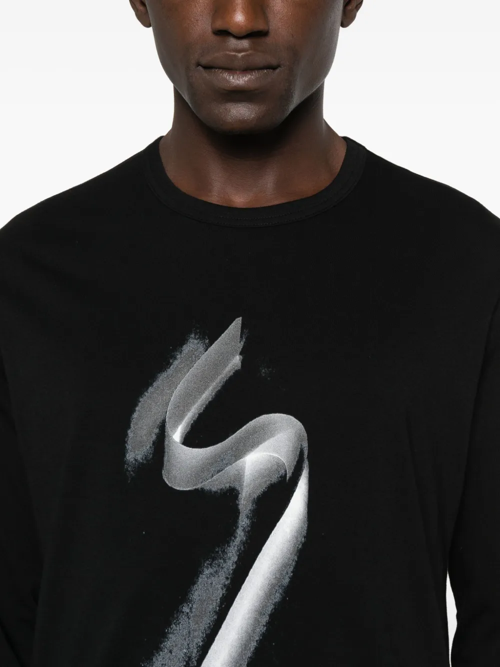 Футболка с длинным рукавом и графическим принтом Yohji Yamamoto, черный — фото 4