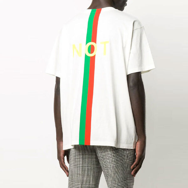 Футболка Men's GUCCI Fake/Not Alphabet Printing Large Short Sleeve White T-Shirt, белый — фото 4