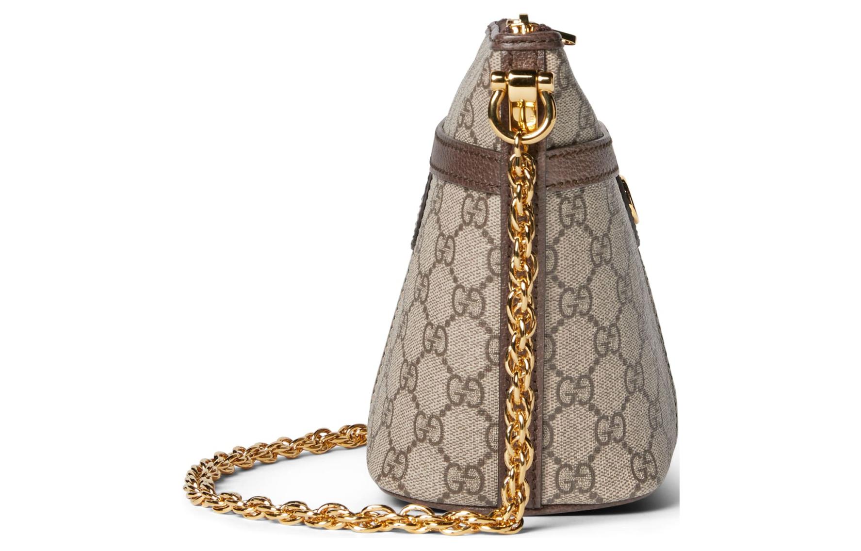 Женская мини-сумка кросс-боди GUCCI Ophidia из канваса с кожаной отделкой — фото 3