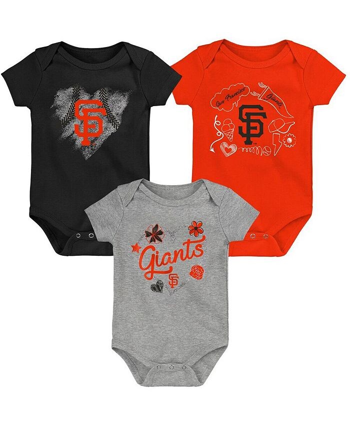 Комплект боди San Francisco Giants черного, оранжевого и серого цвета для новорожденных, комплект из 3 предметов Outerstuff, мультиколор — фото 2