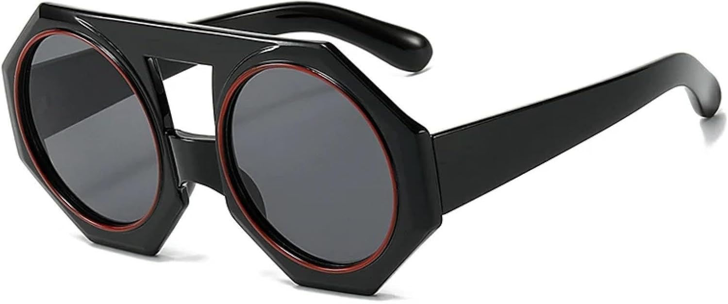 

Модные солнцезащитные очки с двойной перемычкой, многоугольные, женские, ретро, ​​увеличенного размера, трендовые, с градиентным переходом, мужские TVTBBVV, Black Gray