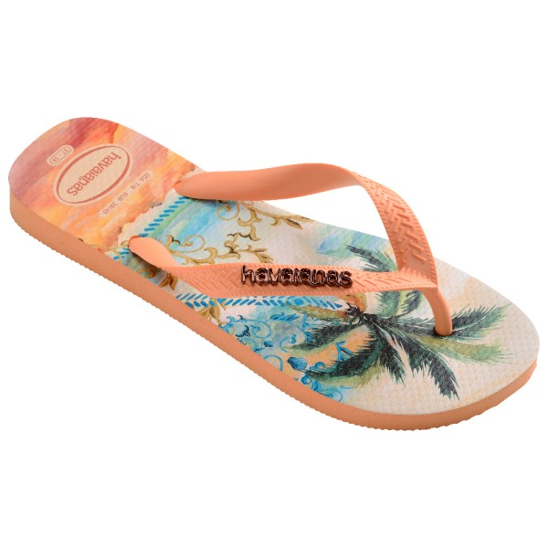 Женский топ в тропическом стиле - сандалии Havaianas, Peach