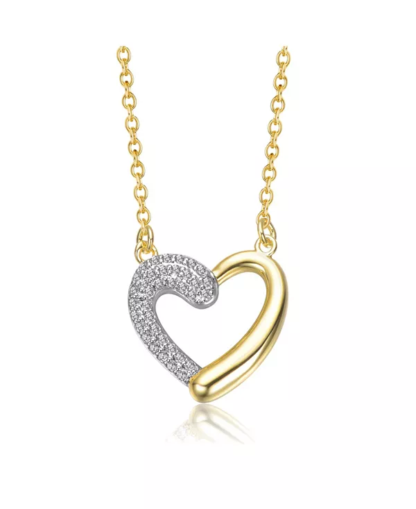 

Ожерелье из стерлингового серебра 14 карат с позолотой и подвеской в форме сердца из прозрачного муассанита Genevive, two-tone