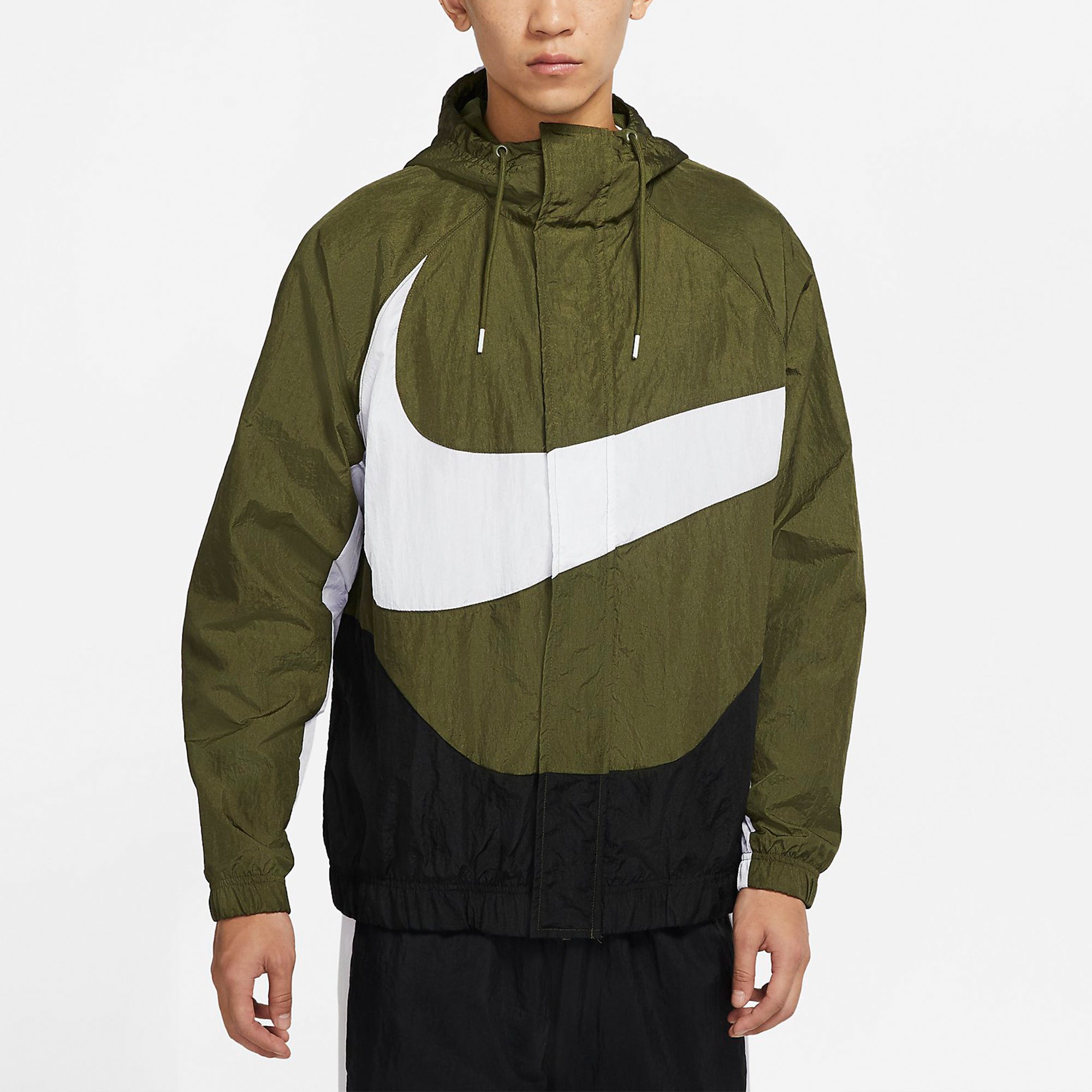 Куртка Men's Nike Sportswear Swoosh Large Logo Printing Hooded Woven Jacket Autumn Olive Green DD5968-326 — фото 4