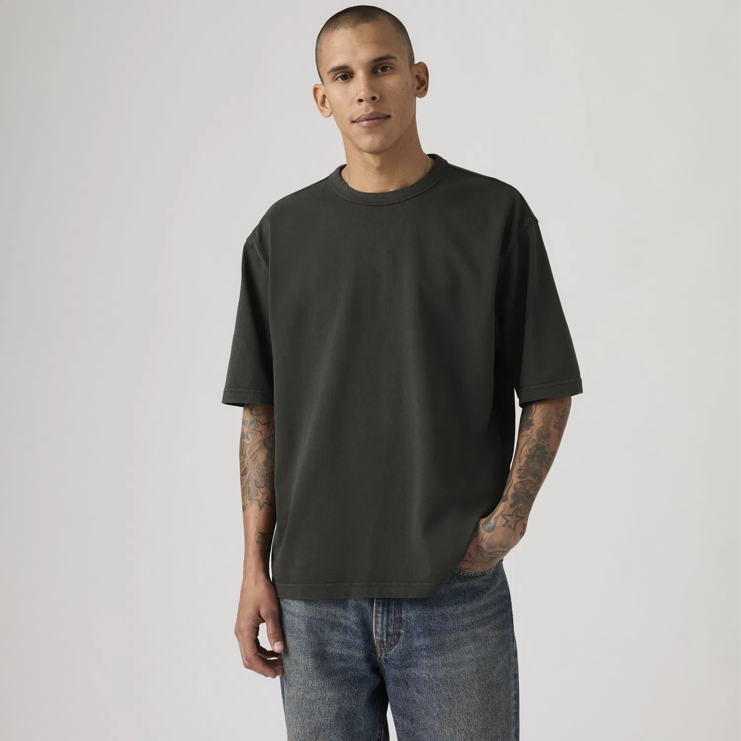 Плотная свободная футболка, окрашенная в готовом виде Levi's, Black