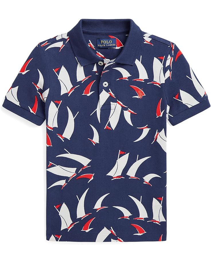 

Поло Polo Ralph Lauren Kids Sailboat-Print Cotton Mesh Polo Shirt, цвет Deco Sails Print Navy