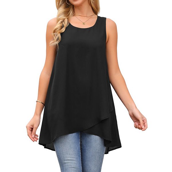 

Женская блузка с асимметричным низом и круглым вырезом Inspire Chic, Black