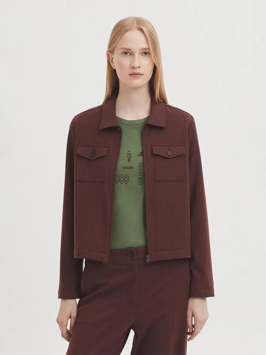 

Женская куртка с воротником-рубашкой и застежкой на молнию Nice Things, коричневый