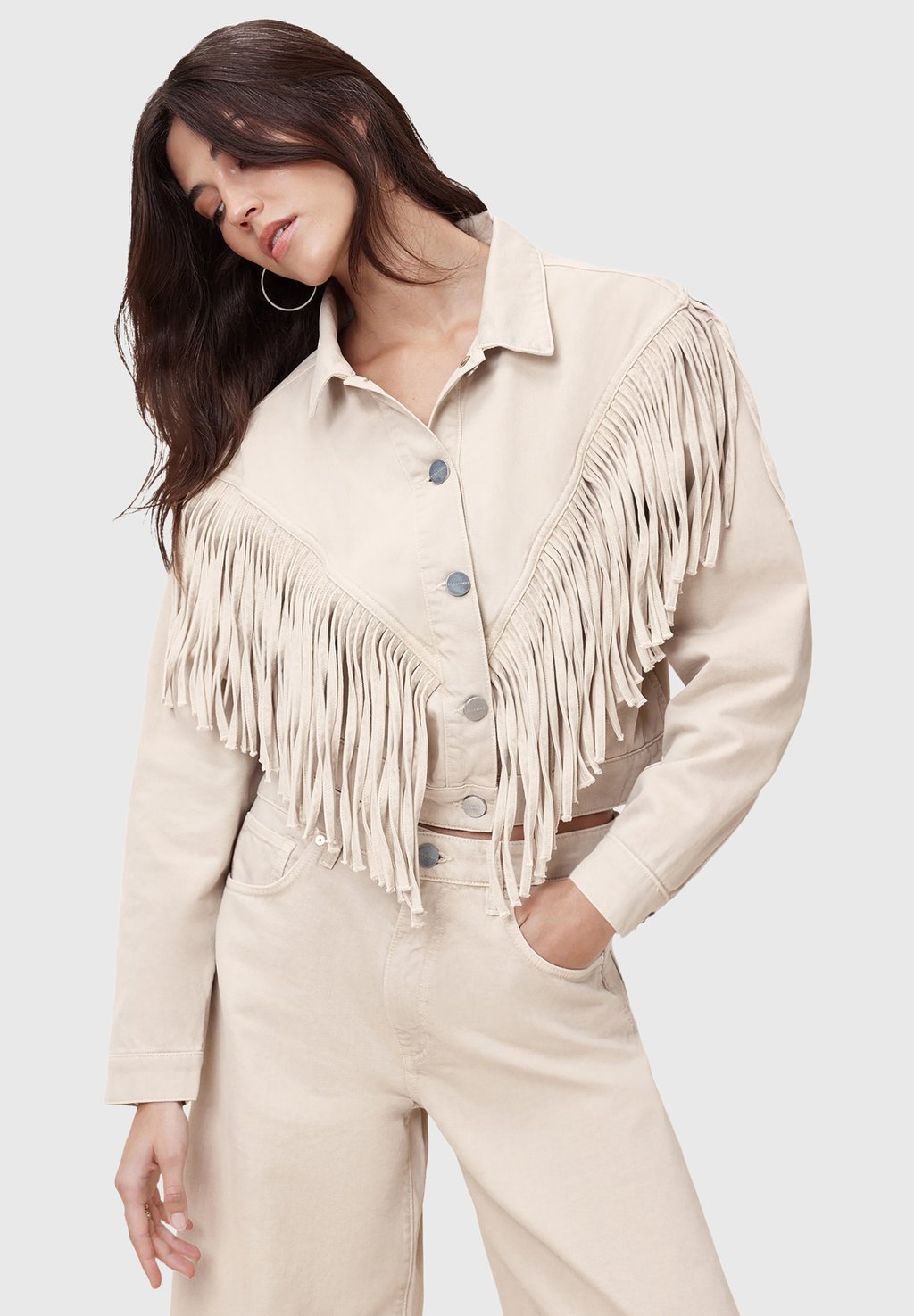 

Джинсовая куртка MARLENE FRNGE AllSaints, молочный