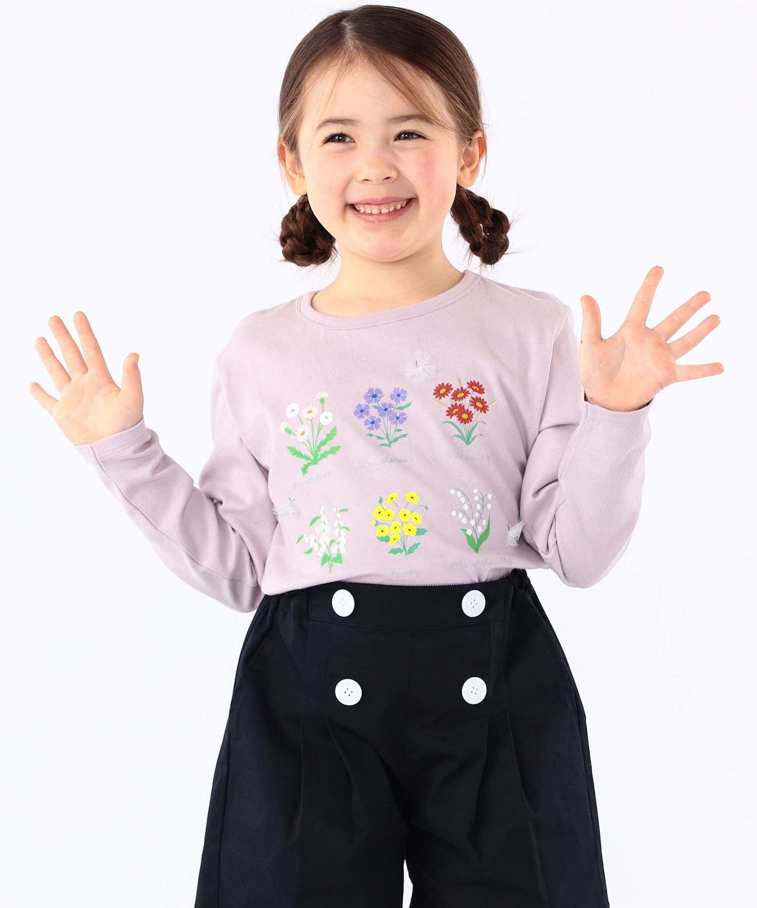 Детская футболка с длинным рукавом "Цветочная книга": 100~130 см SHIPS KIDS, Light Pink