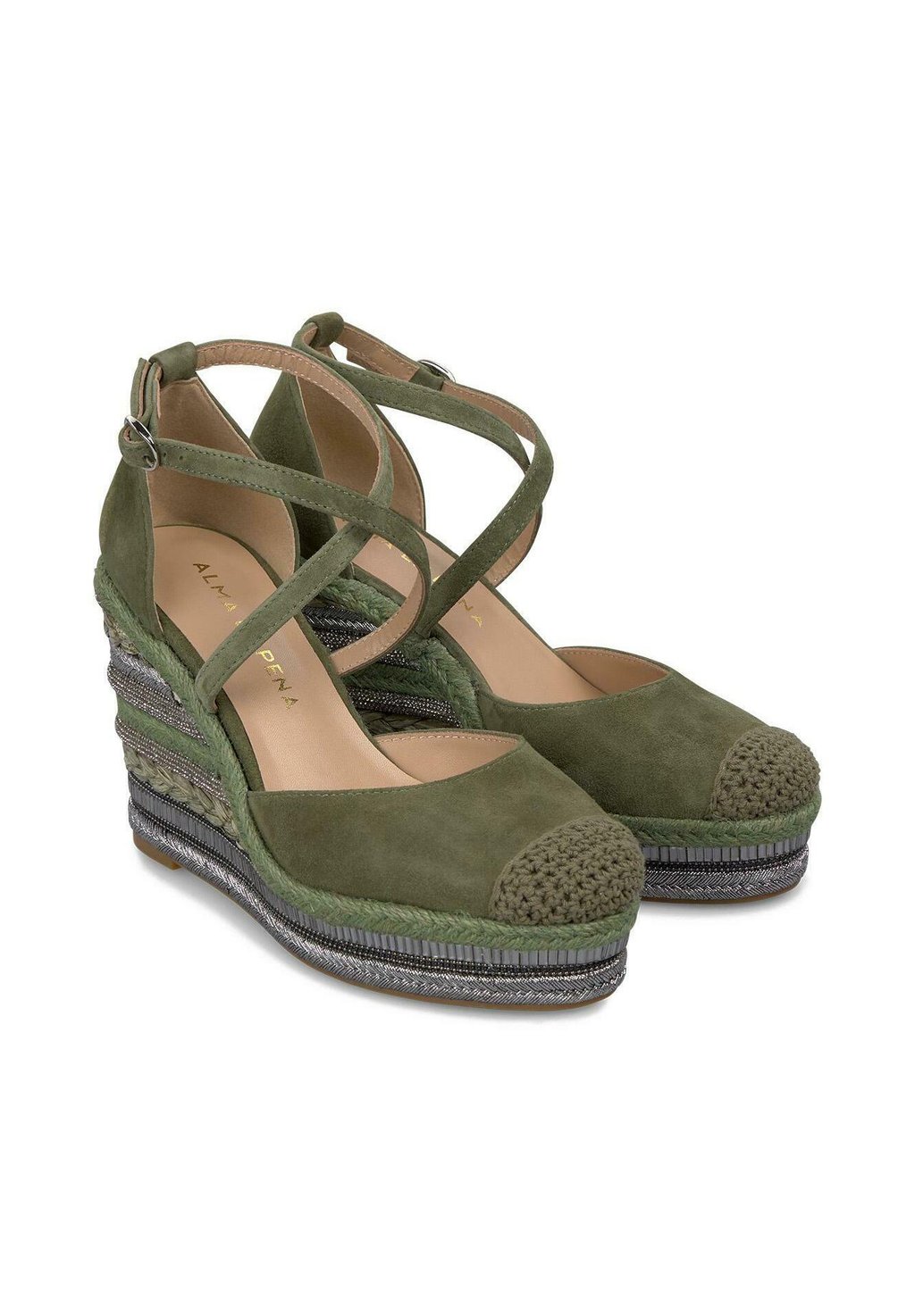 Босоножки на платформе CON PUNTERA REDONDEADA Y CIERRE CON HEBILLA - High heels Alma en Pena, цвет Verde Oscuro Jaspeado — фото 3