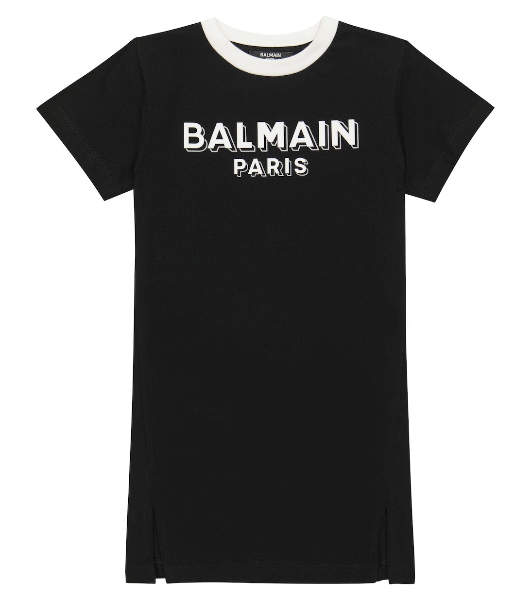

Хлопковое платье-футболка с логотипом Balmain, черный
