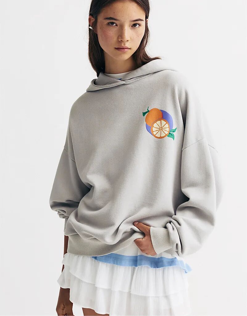 

Толстовка Pull&Bear Orange Flower серого цвета