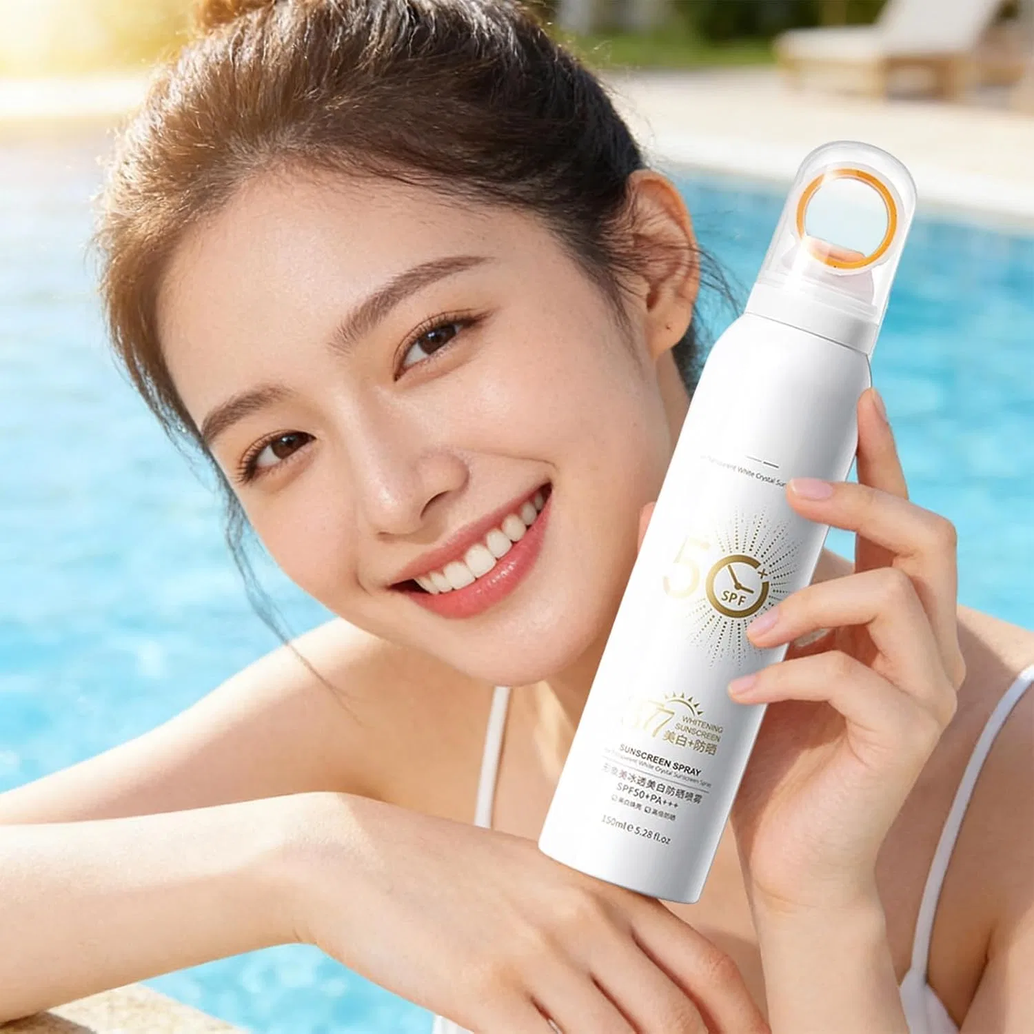 Солнцезащитный спрей без запаха SPF50+ PA++++, Staggw, 150 мл, белый — фото 3