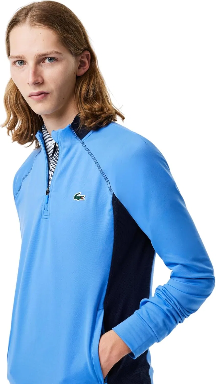 Толстовка Lacoste Мужская с высоким воротником для гольфа, Техническая ткань, черный — фото 2
