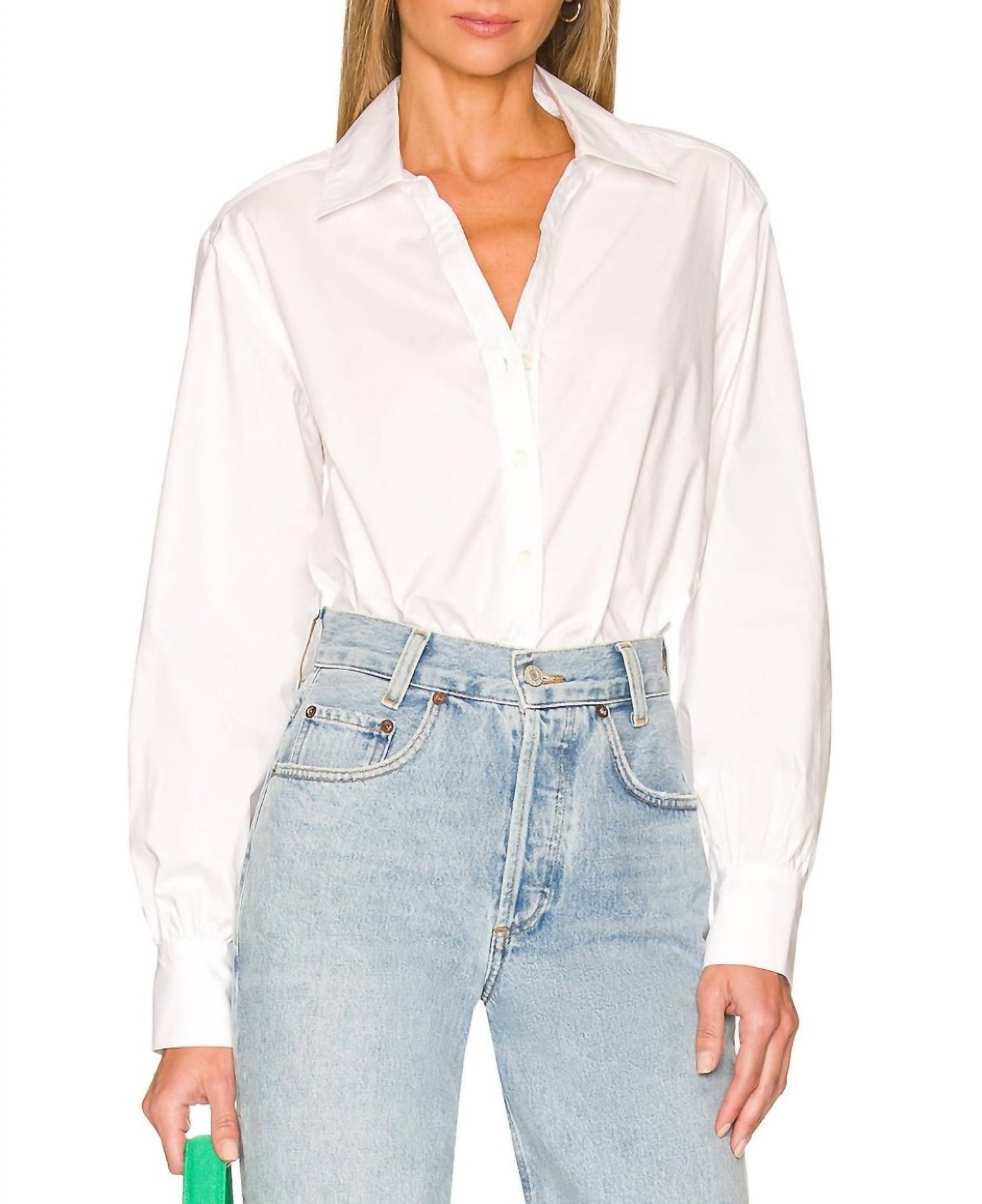 

Рубашка Skyler Ls Tie Back Buttondown белого цвета JONATHAN SIMKHAI