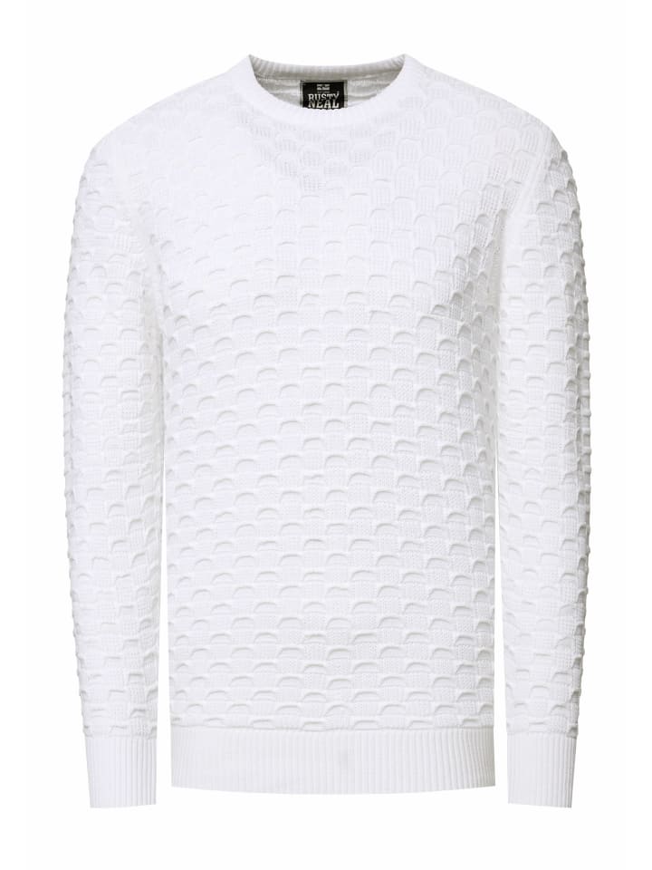 

Белый свитер с круглым вырезом, крупной вязки, однотонный Rusty Neal