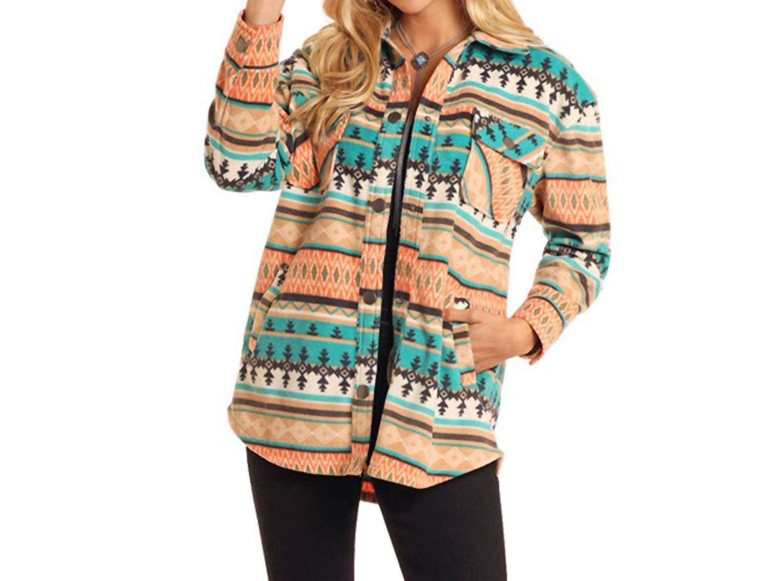 

Rock & Roll Denim Куртка-рубашка в ацтекском стиле, разноцветная