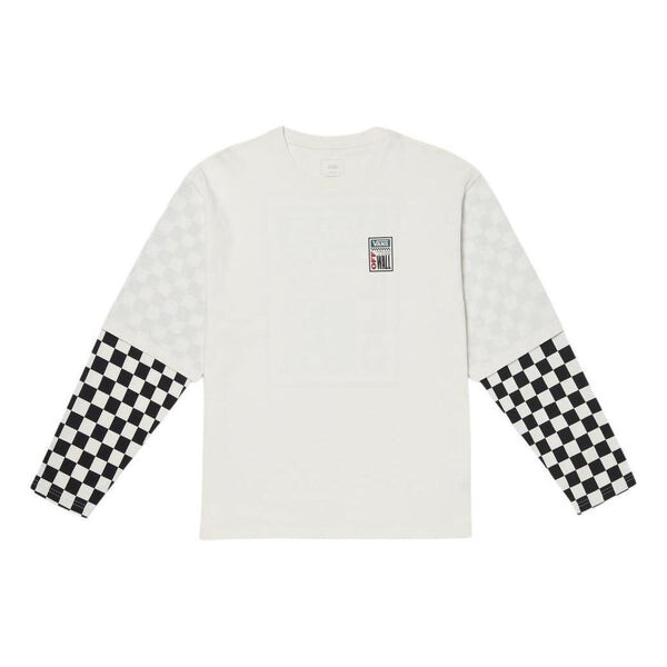 

Футболка spaced out logo checker pearl long sleeve t-shirt 'white black' Vans, белый