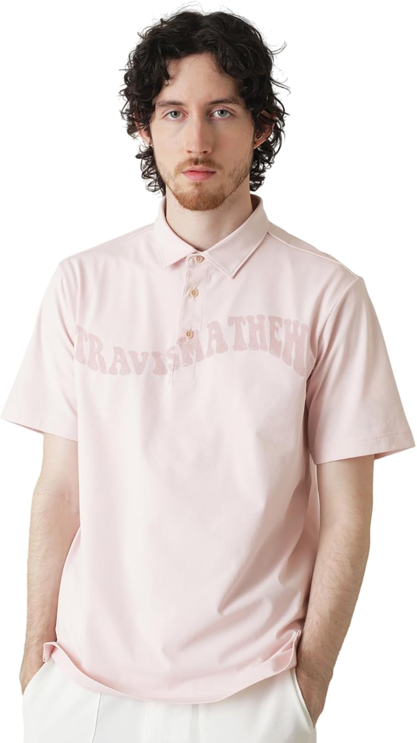 

Мужская рубашка-поло с коротким рукавом (влагоотводящая, быстросохнущая) / для гольфа / 7AL027 Travis Mathew, светло-розовый