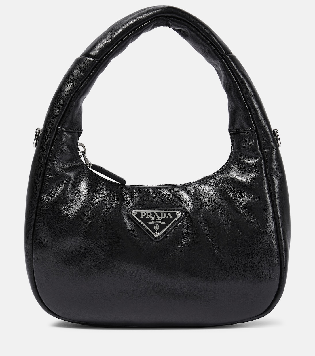

Мягкая мини-сумка тоут из кожи Prada, черный