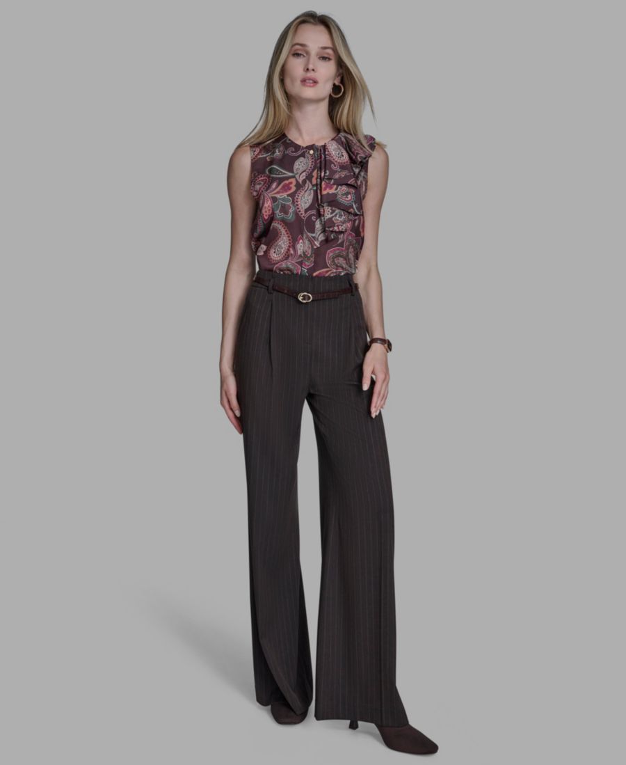 

Женские плиссированные брюки с широкими штанинами BCBG, Truffle Multi