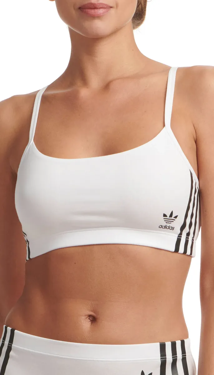 

Бюстгальтер без косточек Adidas Originals "Comfort Flex Cotton", характерный дизайн с 3 полосками, белый