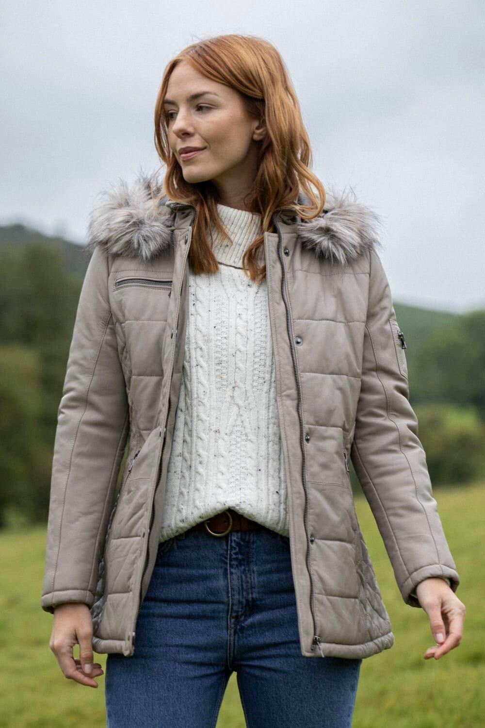 

Стеганое кожаное пальто Fairfield с капюшоном Lakeland Leather, бежевый