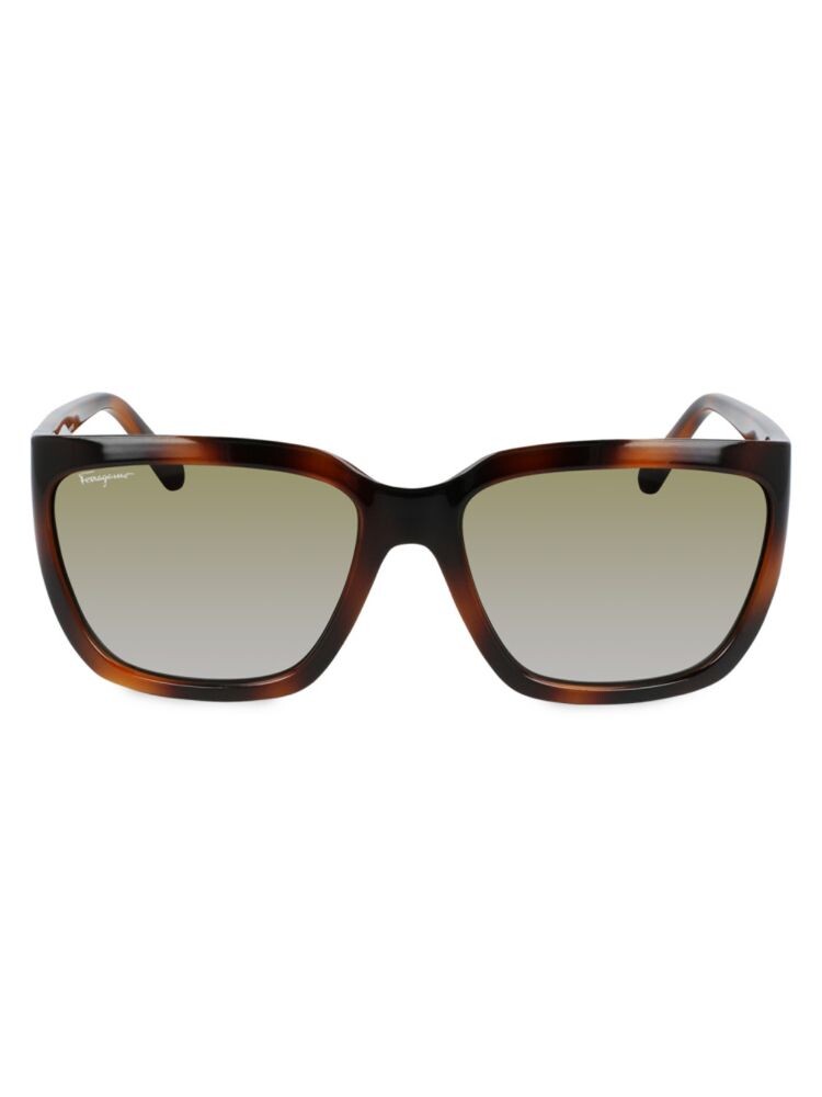 

Прямоугольные солнцезащитные очки 59MM Ferragamo, цвет Tortoise