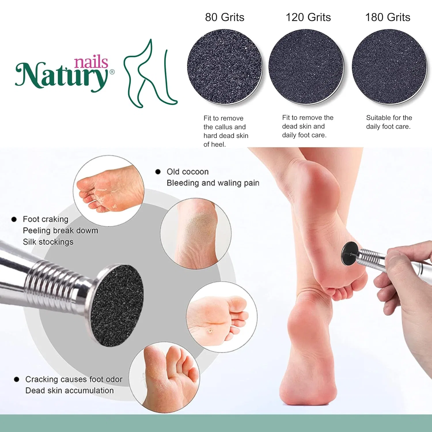 Сменные шлифовальные диски Natury Nails 100 шт. с базовым сверлом 15 мм Natury Nails — фото 4