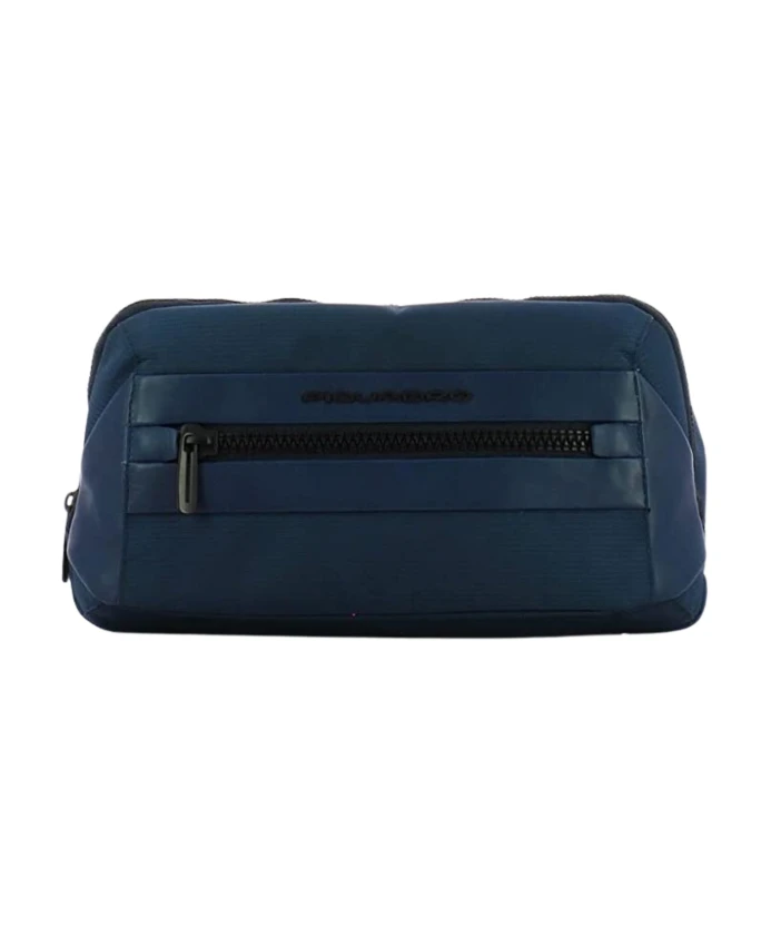 

Поясная сумка из ткани и кожи с центральной молнией. Piquadro, синий