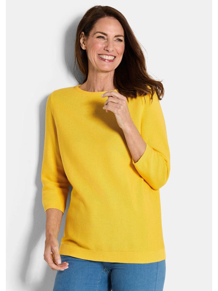 

Короткий размер: Вязаный свитер Элегантный хлопковый свитер, короткие рукава медового цвета. GOLDNER