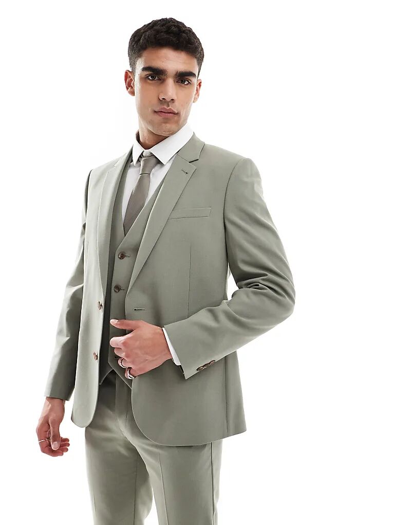 

Узкий пиджак ASOS DESIGN цвета хаки