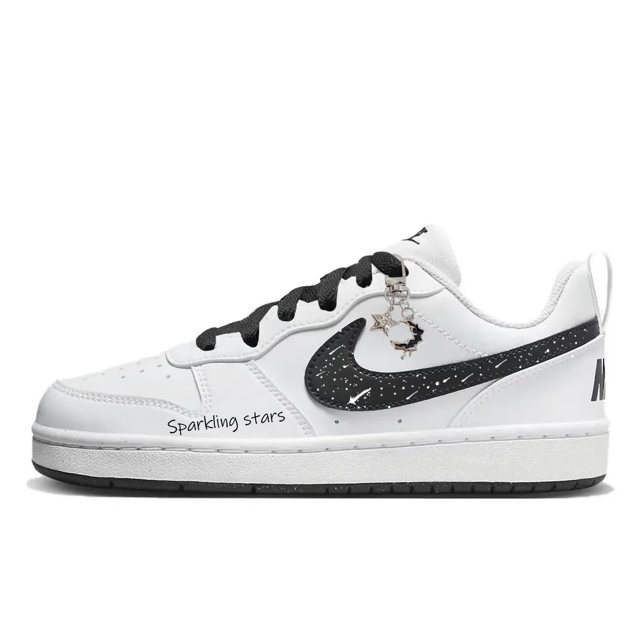 

Nike Повседневные кроссовки Court Borough Starry Sea Yiao Dong устойчивые к истиранию низкие детские скейтбординг черный белый подростки