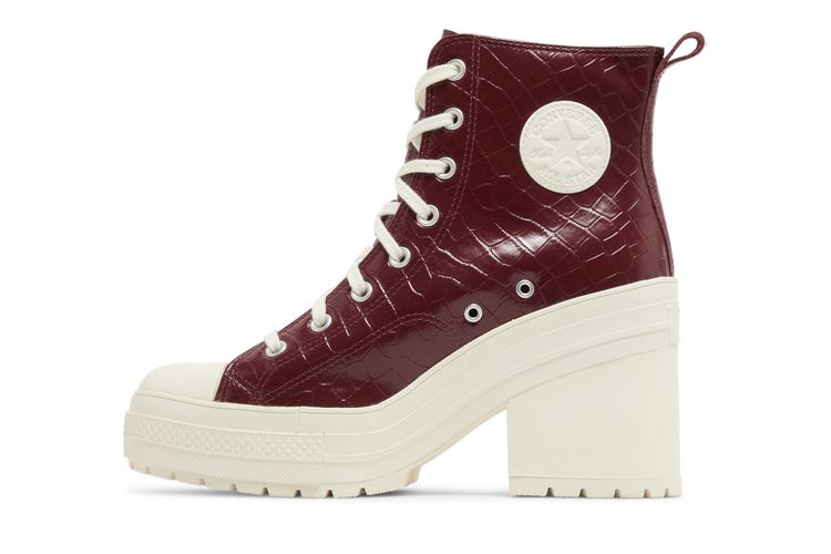 Кроссовки Chuck 70 De Luxe Heel High 'Embossed Crocodile - Cabernet', красный — фото 3