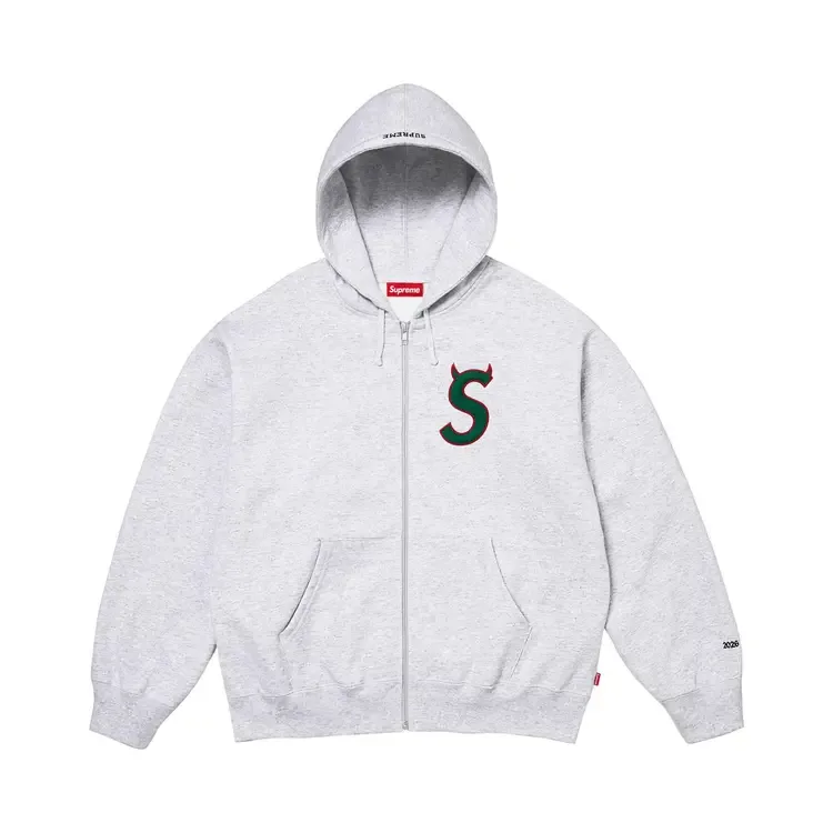 Толстовка Supreme Devil S Logo на молнии с капюшоном, цвет «Пепельно-серый»