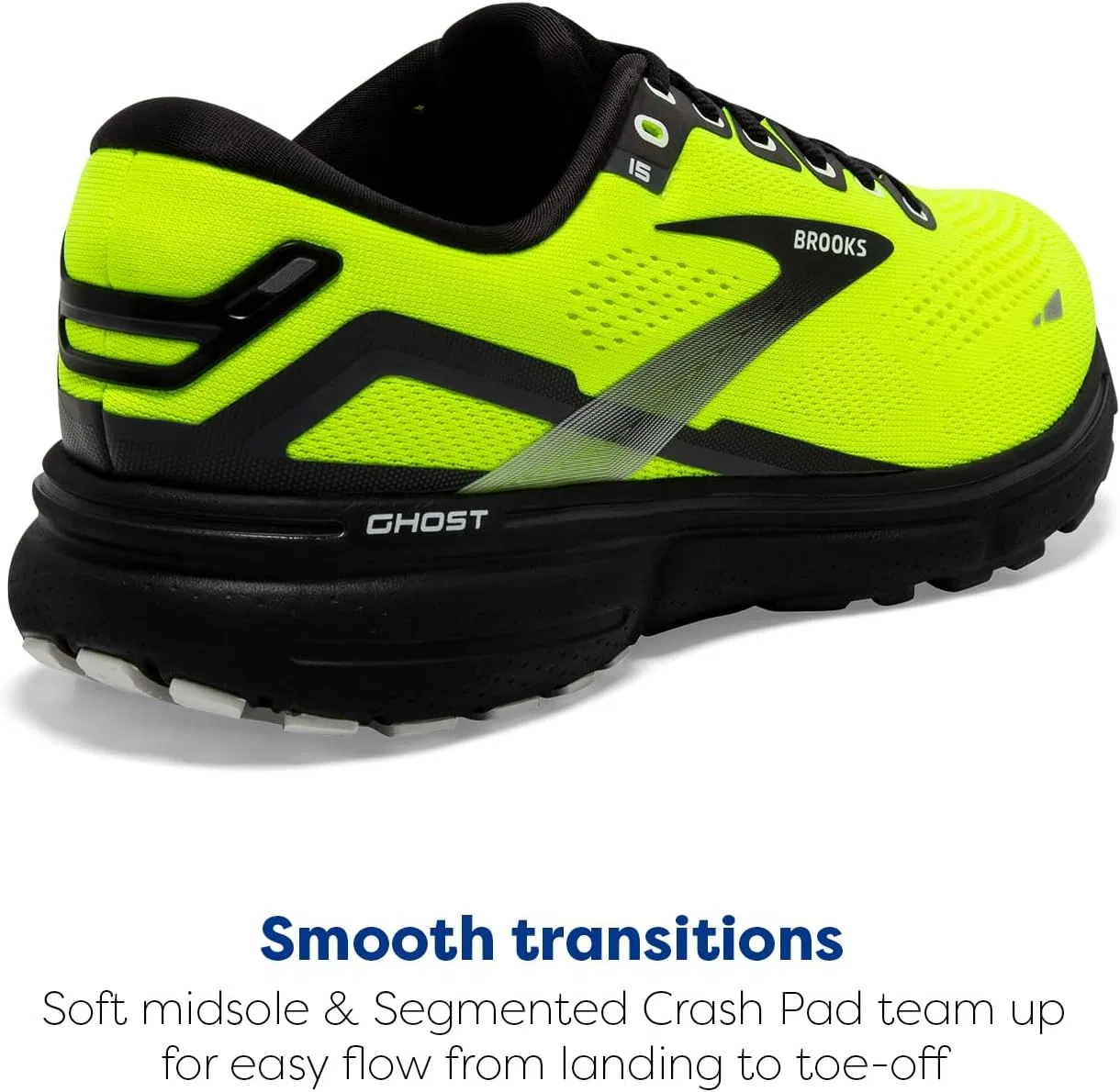 Мужские беговые кроссовки Brooks Ghost 15 нейтрального цвета, Black/Ebony/Nightlife — фото 4