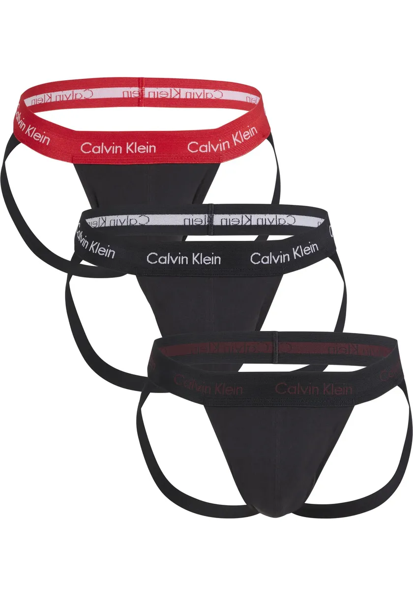 

Calvin Klein Underwear String "JOCK STRAP 3PK" (3 шт. в упаковке), с эластичным поясом с логотипом, цвет B-_Rouge,_Tawny_Port,_Black_Wbs