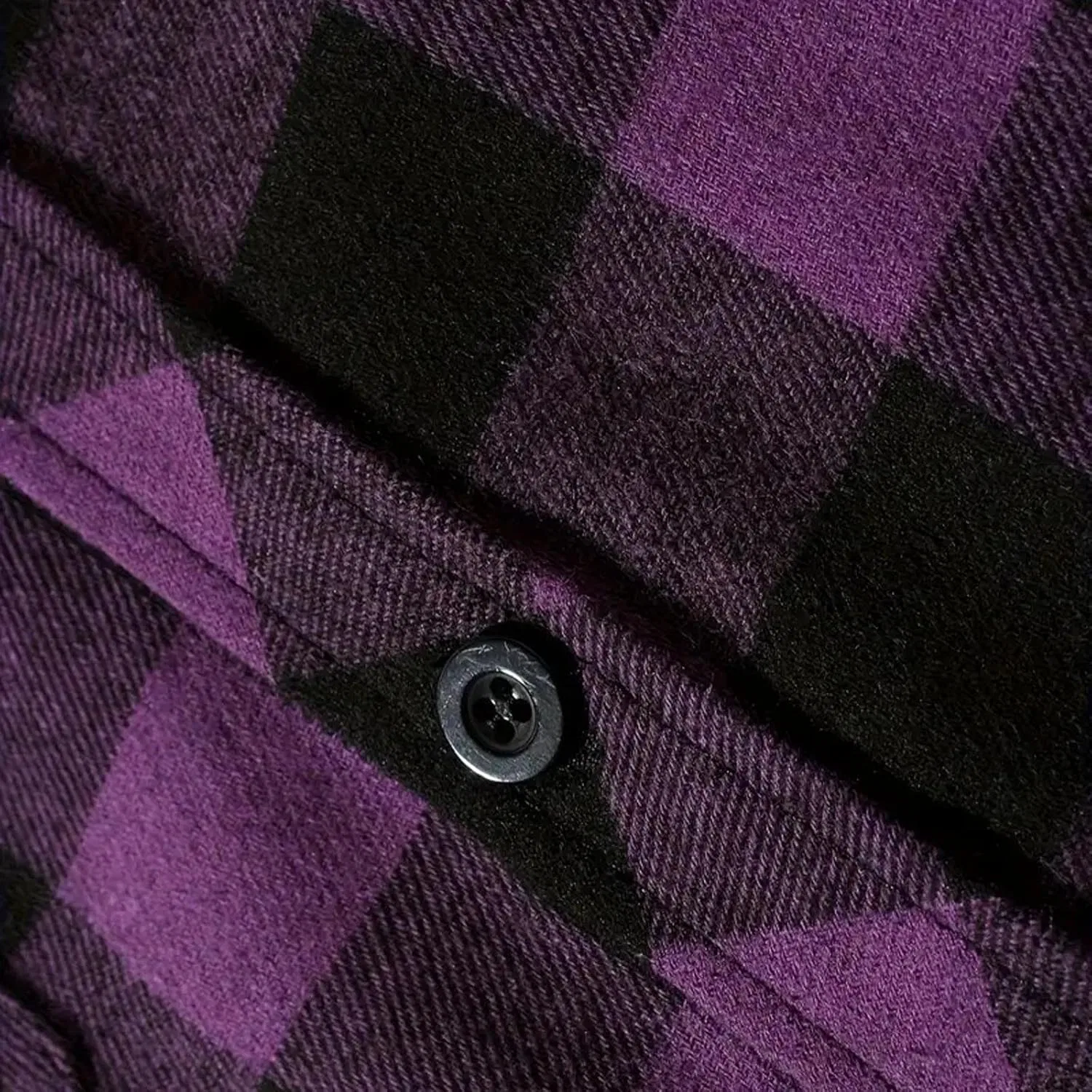 Мужская фланелевая толстовка-рубашка Casual Button Down Plaid Shirt, весенняя 2 в 1 толстовка, стильное пальто с карманами Generic, фиолетовый — фото 2
