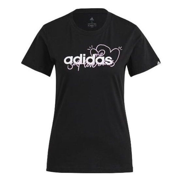 

Футболка с рисунком в виде сердца Adidas, черный