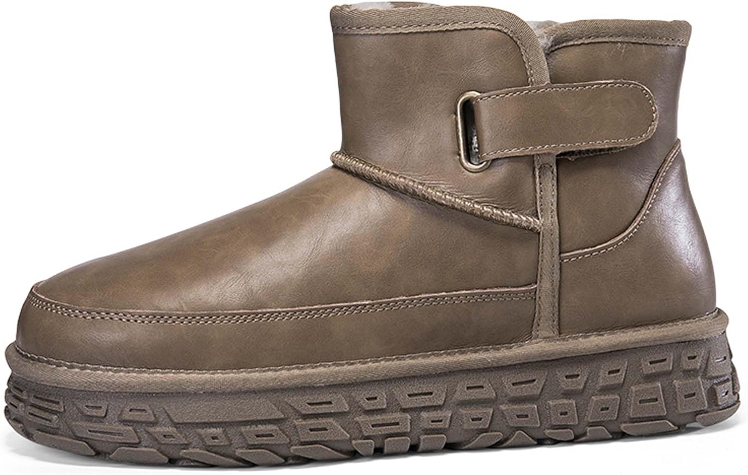 

Зимние противоскользящие сапоги с толстой подошвой и теплой меховой подкладкой, мужские хлопковые ботинки Generic, Antelope Brown