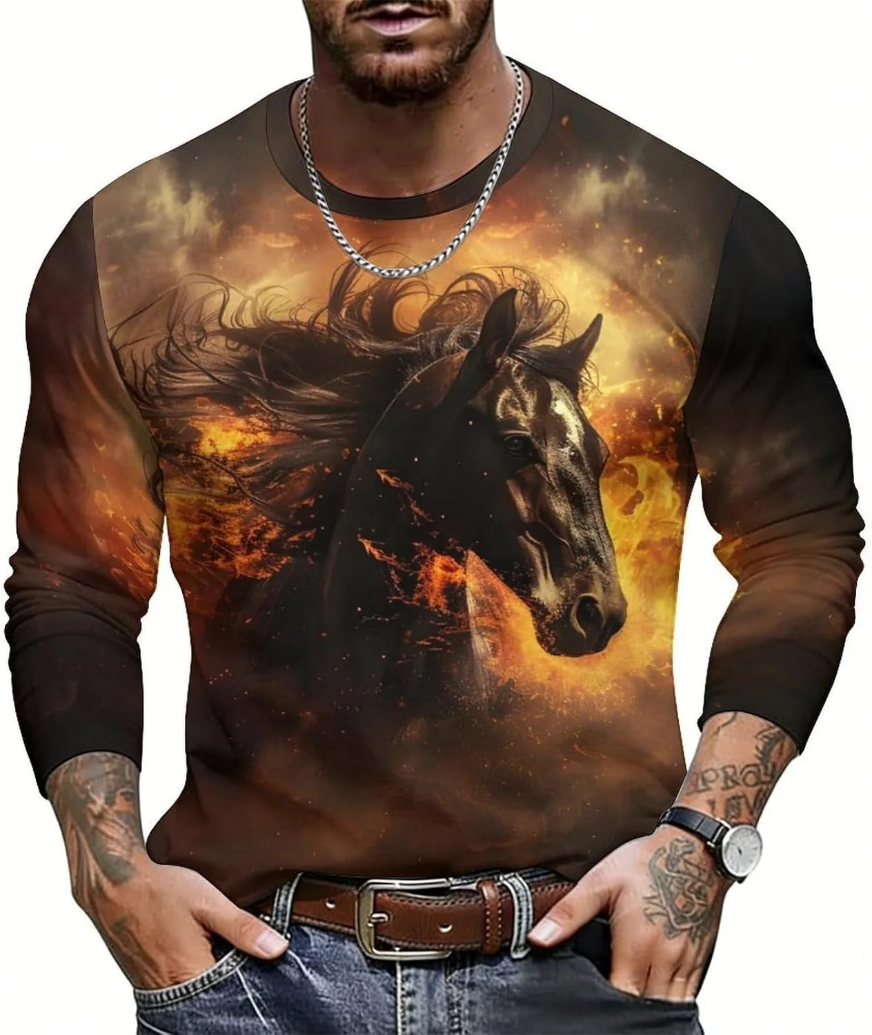 

Мужская футболка с 3D-принтом, casual, с длинным рукавом BarbedRose