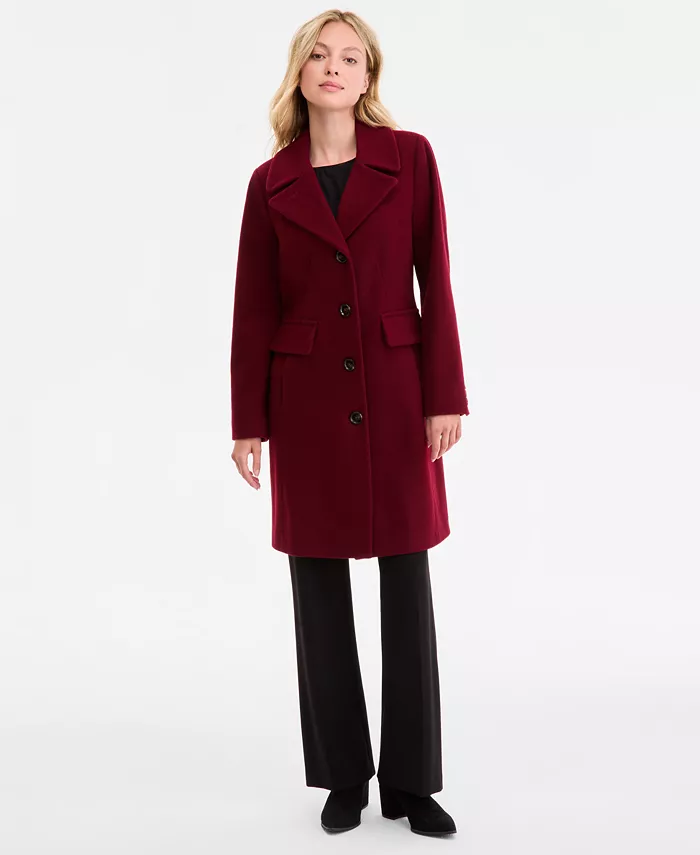 

Женское однобортное пальто Walker Anne Klein, красный