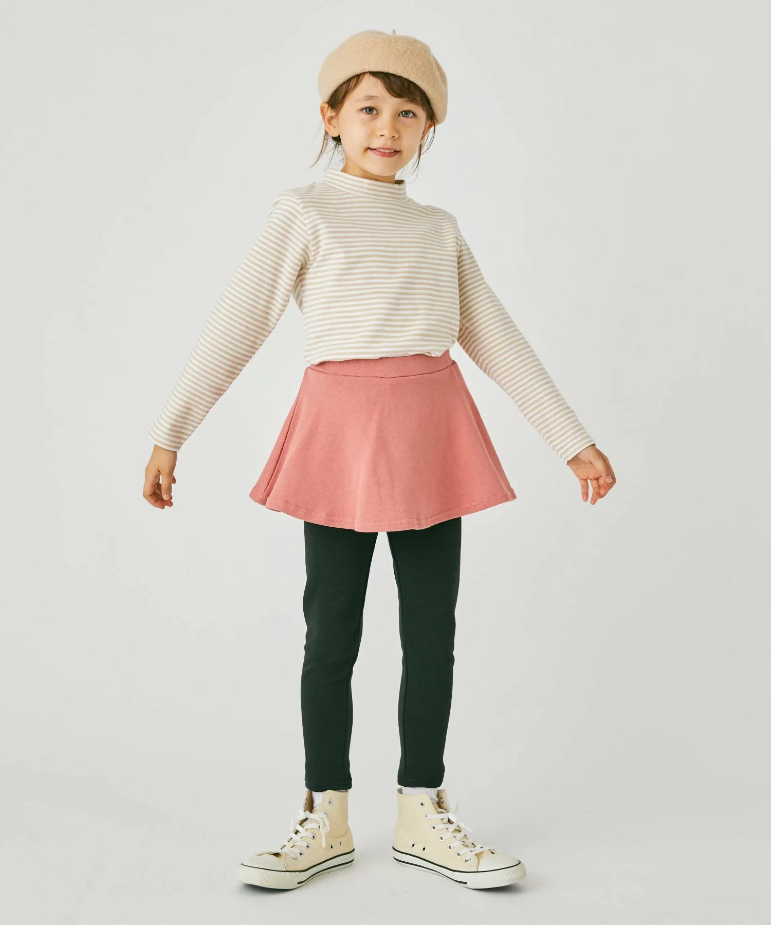 Простая футболка с высоким воротником Ever Closet, Beige stripes