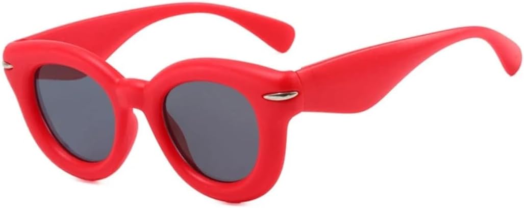 

Солнцезащитные очки с защитой UV400 | Маленькая круглая оправа, цветные линзы | Для женщин и мужчин, для занятий спортом на открытом воздухе и вождения DSVIGF, Red Gray