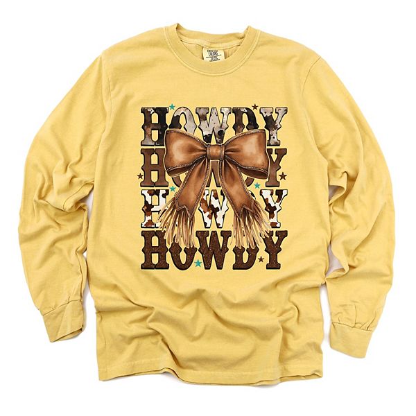 

Coquette howdy stacked - женская футболка с длинным рукавом и принтом Simply Sage Market, Mustard