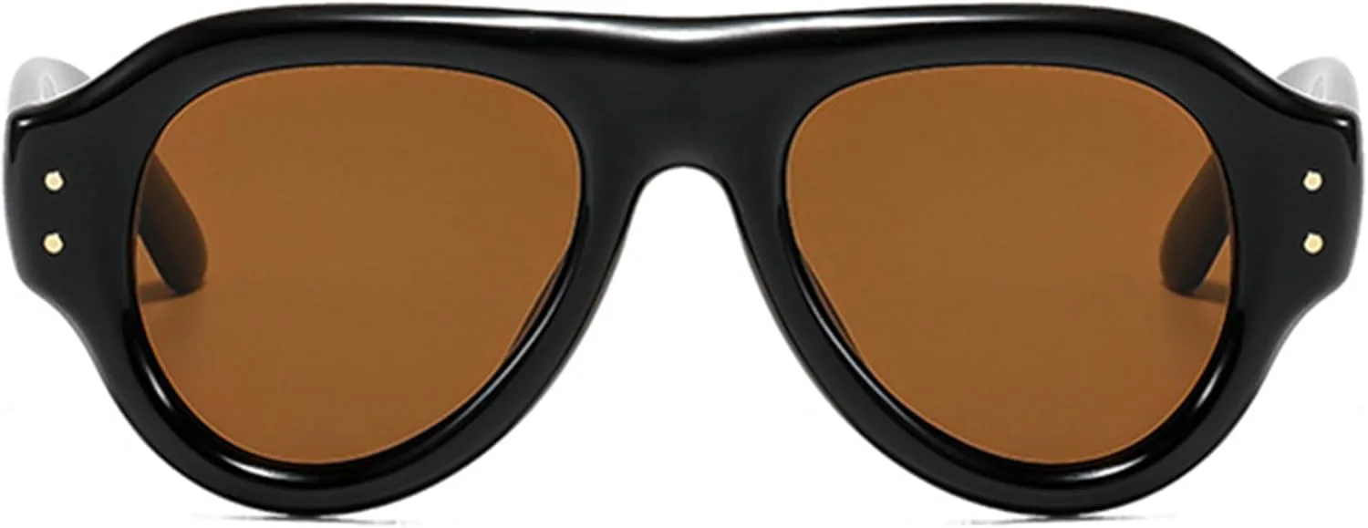 

bullabulling Большие квадратные солнцезащитные очки для женщин и мужчин в стиле ретро 70-х годов с толстой квадратной оправой и защитой UV400, Black Brown