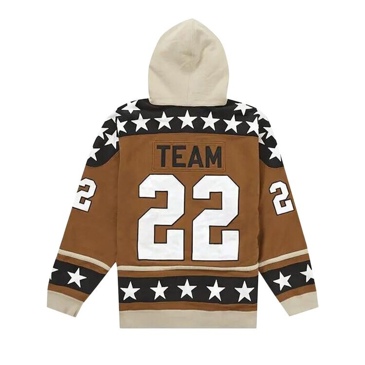 Толстовка Supreme Hockey Hooded Sweatshirt Brown, коричневый — фото 2