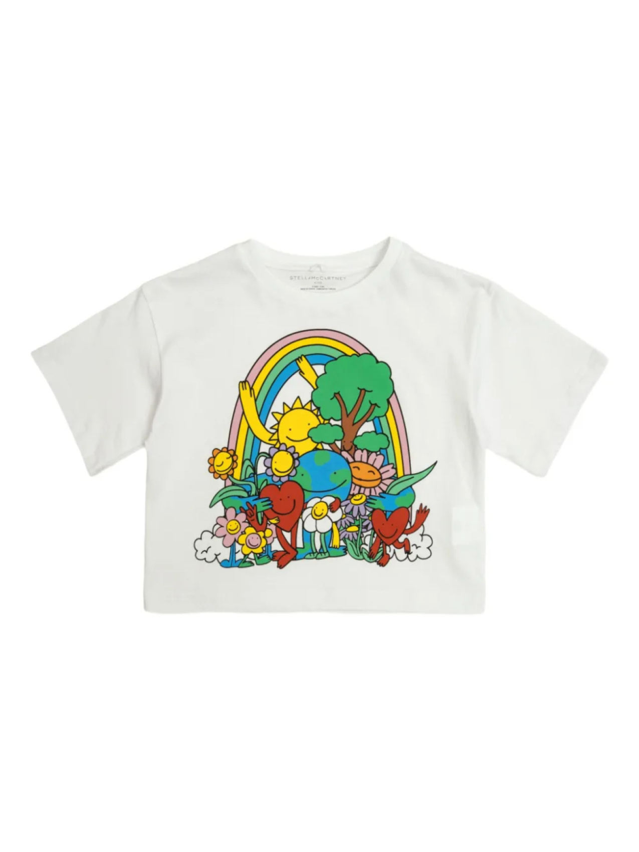

Укороченная футболка с графическим принтом Stella McCartney Kids, белый