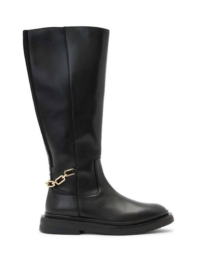 Кожаные ботинки до колена с цепью Escher AllSaints, Black
